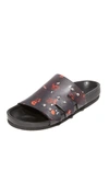 Iro Woman Leather Slides Black In Black/red