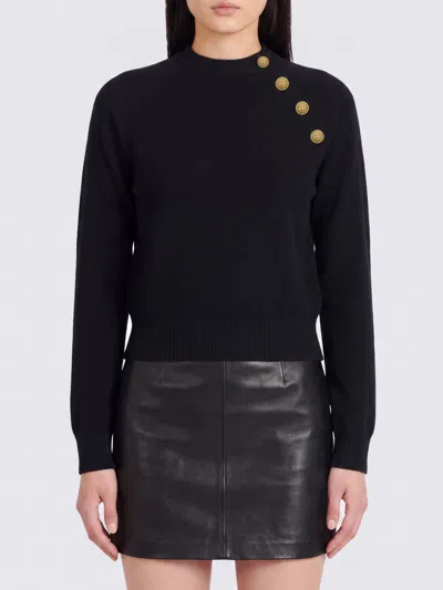 Balmain Button-embellished Raglan-sleeve Sweater In Black