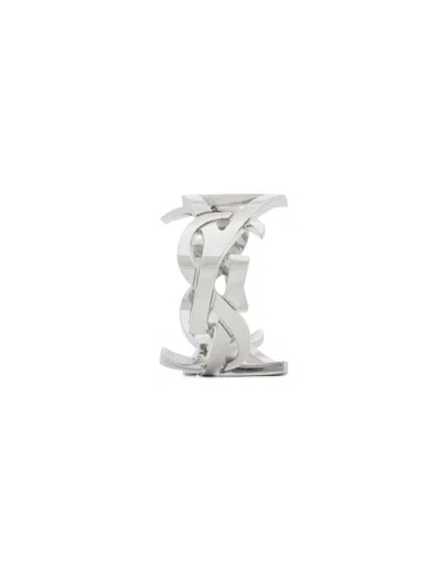 Saint Laurent Twist Cassandre Ring In Metallic