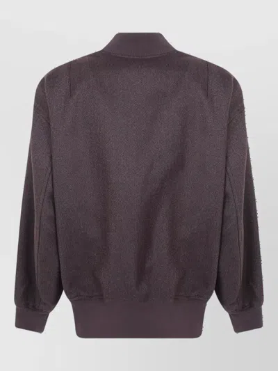 Drhope Herringbone-pattern Wool Bomber Jacket In Black