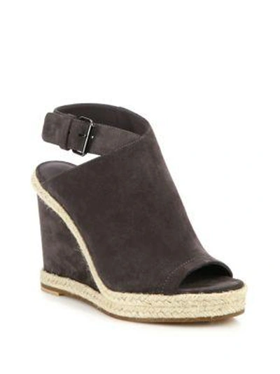 Shop Vince Evangeline Suede Peep-toe Espadrille Wedge Sandals