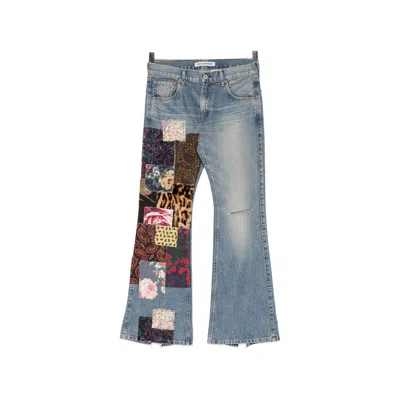 Junya Watanabe Patchwork Distressed Jeans In Blue