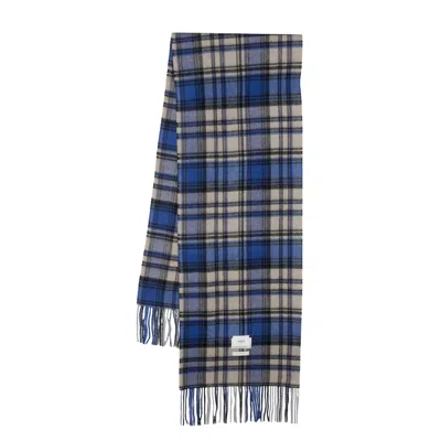 Ader Error Check-pattern Wool Scarf In Blue
