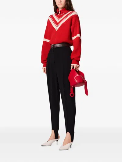 Stella Mccartney Collared Zipper Knit Jacket In Red