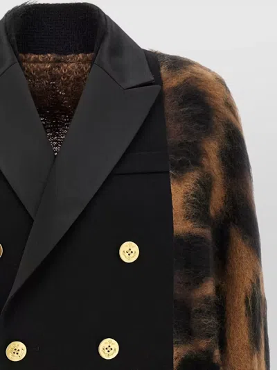 Sacai Cardigan With Double-breasted Insert In Multi