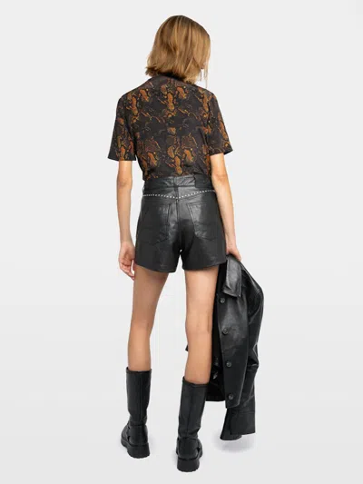Zadig & Voltaire Terzo Python Print Silk Button-up Shirt In Brown