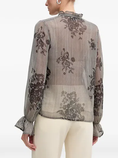 Morgan Ruffled Floral Blouse In Multi