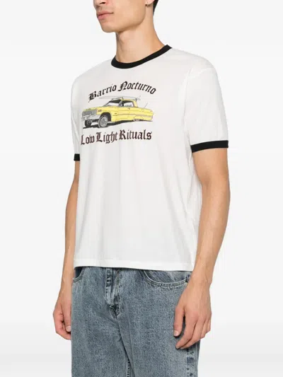 Second / Layer Graphic-print Ringer T-shirt In White