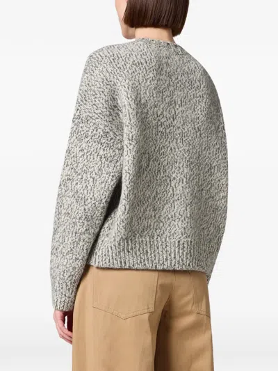 Msgm Argyle-pattern Marl-knit Sweater In Gray