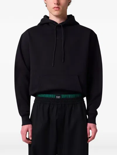 Msgm Graphic-print Drawstring Hoodie In Black
