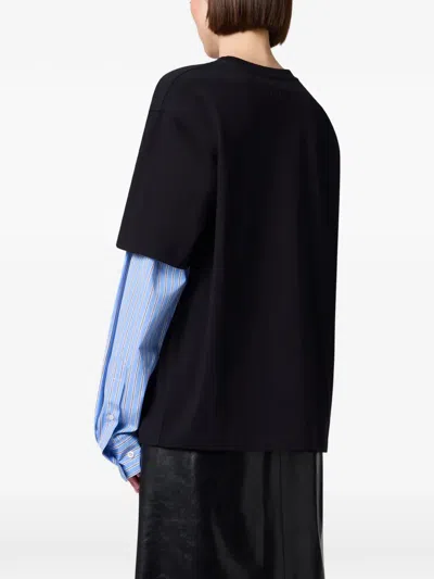 Msgm Layered Slogan-print T-shirt In Black