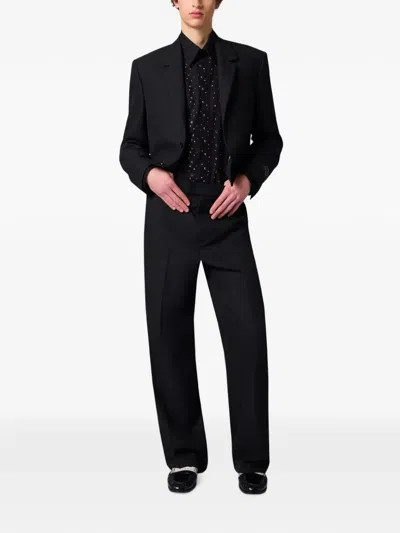 Msgm Cropped Notch-lapels Jacket In Black