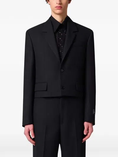 Msgm Cropped Notch-lapels Jacket In Black