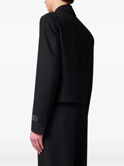 Msgm Cropped Notch-lapels Jacket In Black