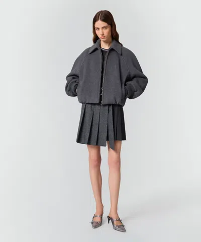 Msgm Zip-up Raglan-sleeve Jacket In Grey