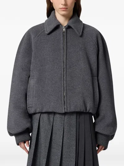 Msgm Zip-up Raglan-sleeve Jacket In Grey