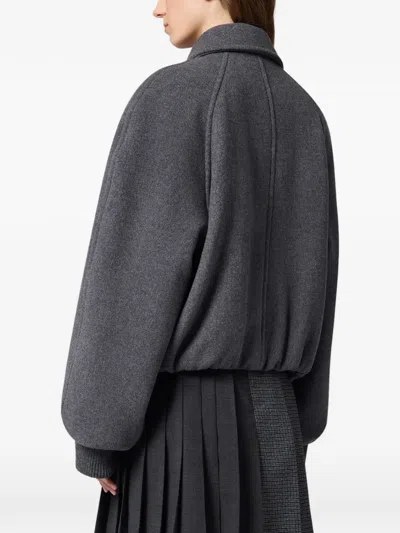 Msgm Zip-up Raglan-sleeve Jacket In Grey