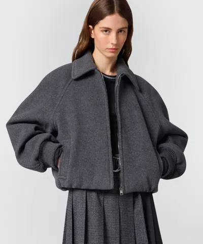 Msgm Zip-up Raglan-sleeve Jacket In Grey