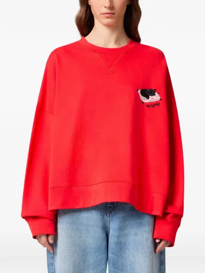 Msgm Cat-patch Sweatshirt In Red