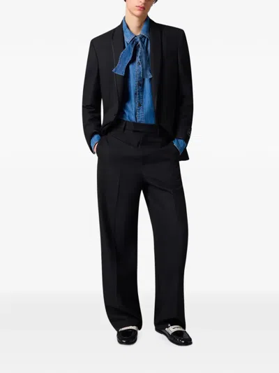 Msgm Shawl-lapel Tailored Blazer In Black