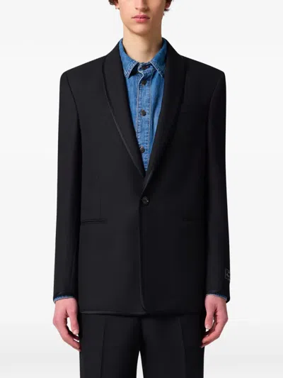 Msgm Shawl-lapel Tailored Blazer In Black