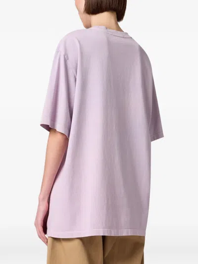 Msgm Embroidered Logo Oversized-fit T-shirt In Purple
