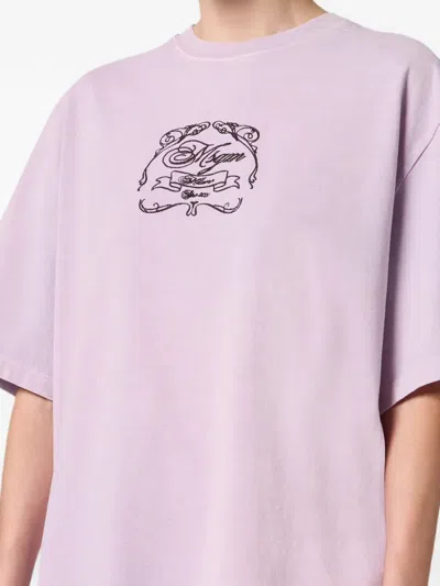 Msgm Embroidered Logo Oversized-fit T-shirt In Purple