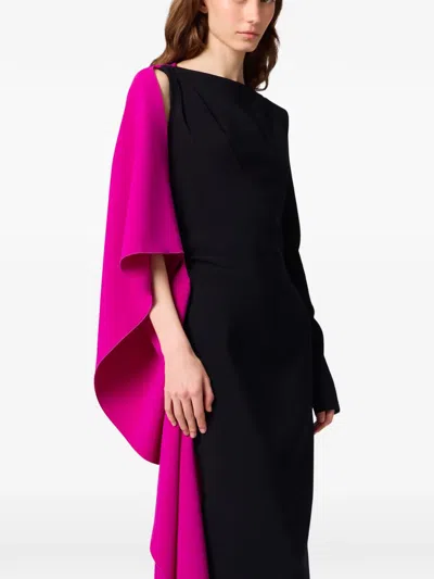 Msgm Asymmetric Draped Midi Dress In Black