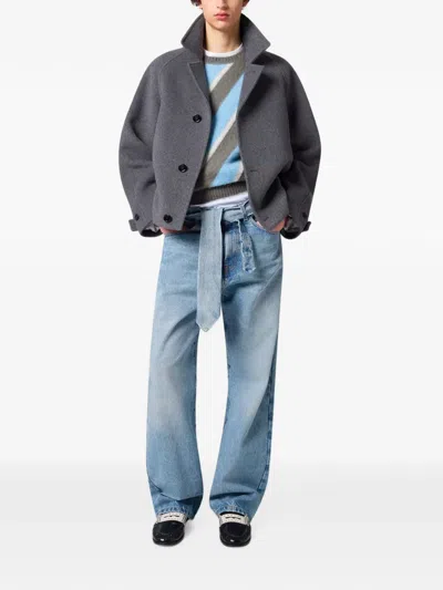 Msgm Raglan-sleeve Button-up Jacket In Gray