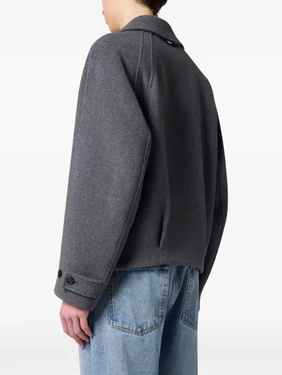 Msgm Raglan-sleeve Button-up Jacket In Gray