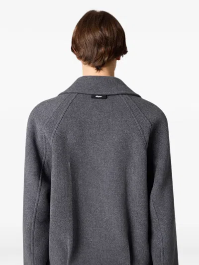 Msgm Raglan-sleeve Button-up Jacket In Gray
