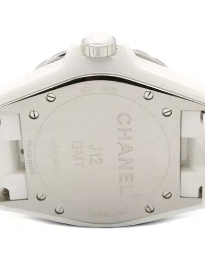 Pre-owned Chanel 2021s J12 Gmt Ceramic 38mm Watch In White