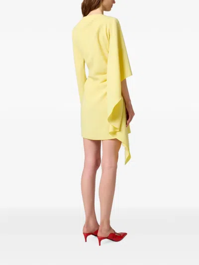 Msgm Asymmetric Draped Mini Dress In Yellow