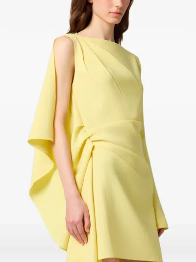 Msgm Asymmetric Draped Mini Dress In Yellow