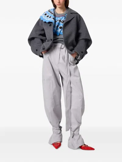 Msgm Belted Cargo Pants In Grey