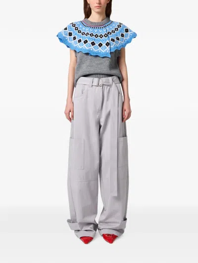 Msgm Belted Cargo Pants In Grey