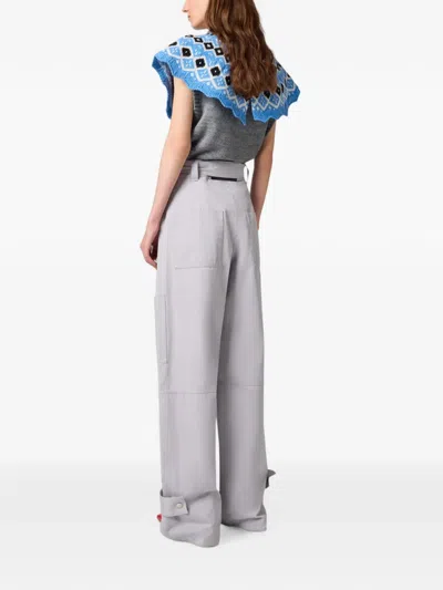 Msgm Belted Cargo Pants In Grey