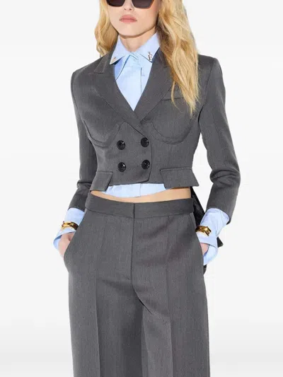 Elisabetta Franchi Cool Wool Jacket In Grey