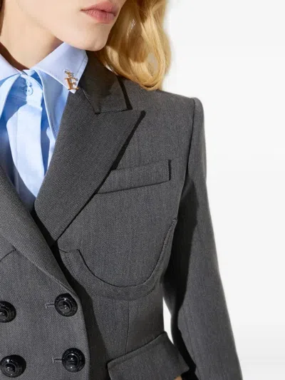 Elisabetta Franchi Cool Wool Jacket In Grey