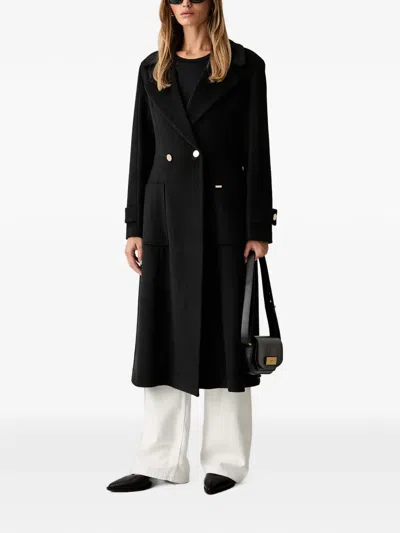 Fracomina Double-breasted Coat In Black