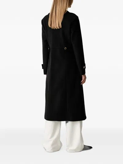 Fracomina Double-breasted Coat In Black