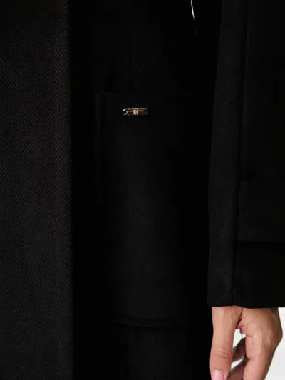 Fracomina Double-breasted Coat In Black