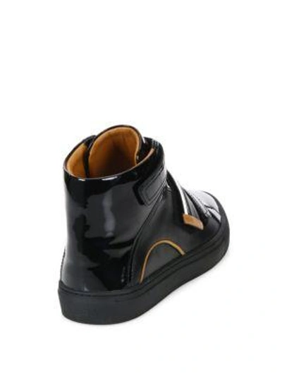 Shop Bally Grip-tape Patent Leather High-top Sneakers In Black