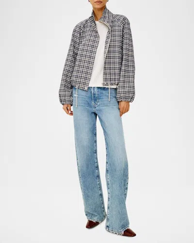 Rails Womens Blake Funnel-neck Woven Jacket Mini Check In Blue
