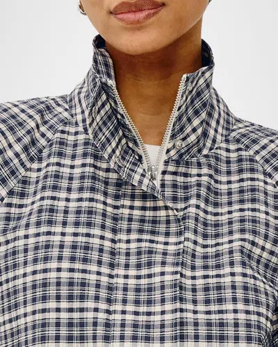 Rails Womens Blake Funnel-neck Woven Jacket Mini Check In Blue