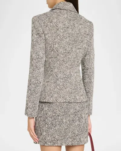 Milly Esme Herringbone Structured Jacket In Gray