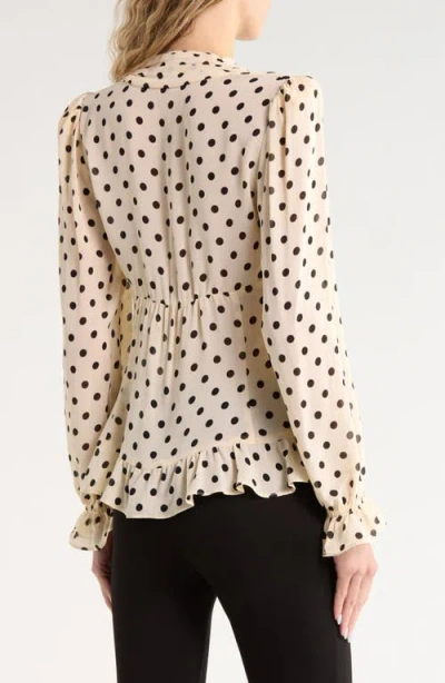 Reformation Maple Cream Dot Blouse In Sugar Dot