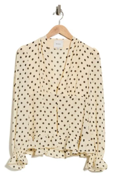 Reformation Maple Cream Dot Blouse In Sugar Dot