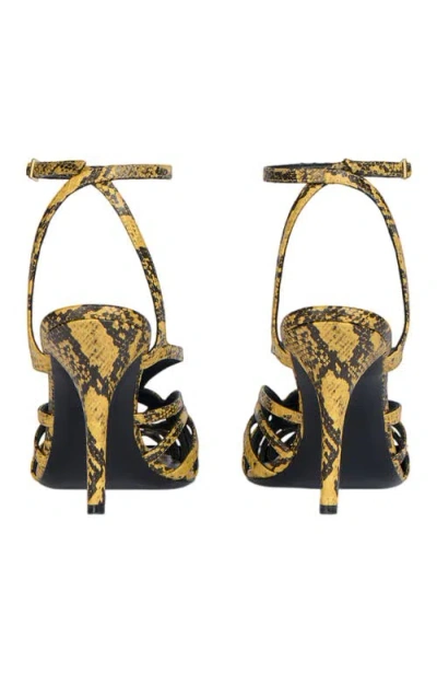 Balmain 95mm Cage Python-embossed Sandals In Yellow