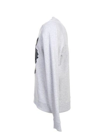 Shop Kenzo Grey Embroidered Cotton Sweatshirt